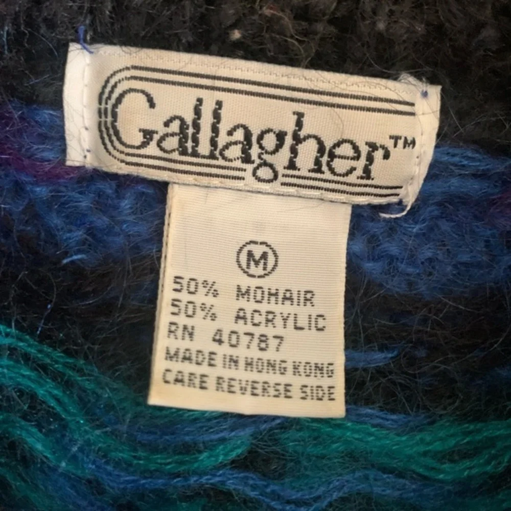 Unisex Med Mohair Acrylic Pullover Retro 90s Granny Sweater Geometric Gallagher‎